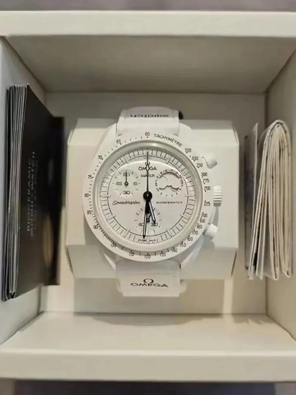 Omega x swatch “Snoopy” moonswatch mission to the moonphase bioceramic watch New